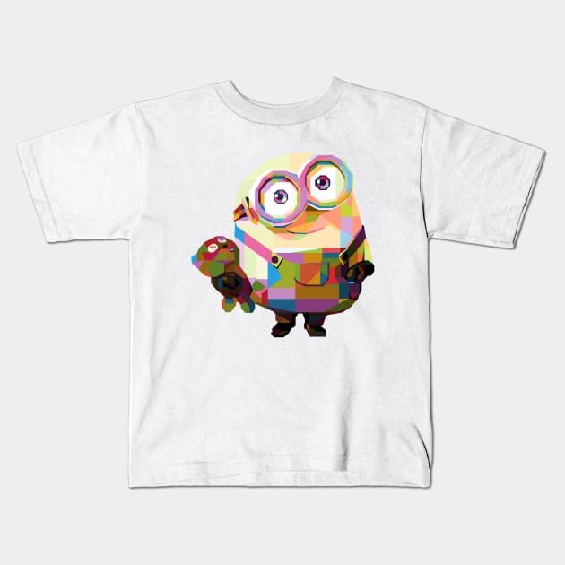 Bob Minion Pop Art Kids T-Shirt by wpapkoo